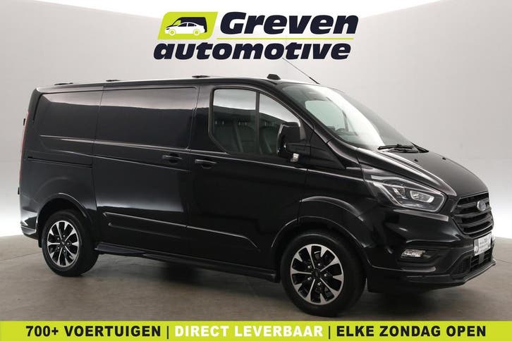 Ford Transit Custom 2.0 TDCI Sport 185PK L1H1, Auto's, Bestelauto's, Onderhoudsboekje, Lease, Automaat, Diesel, Zwart, Gebruikt