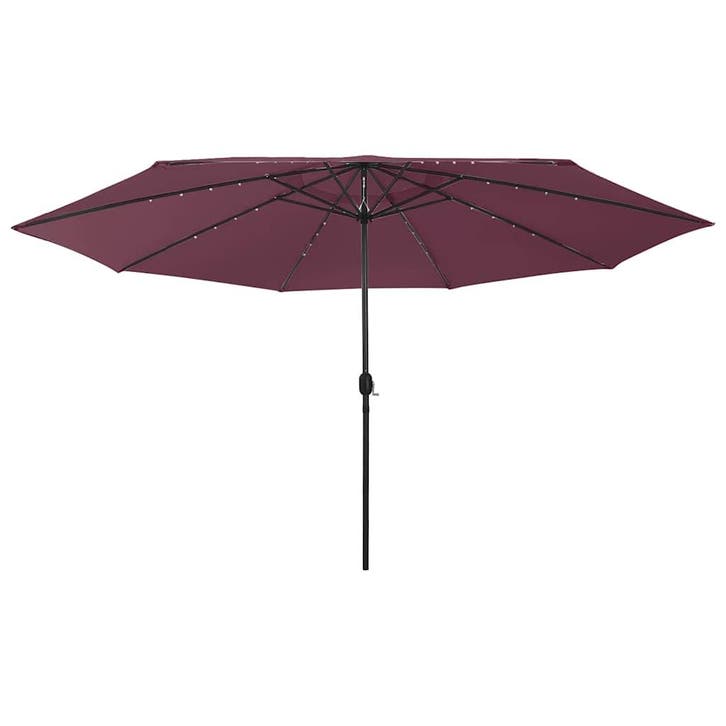 vidaXL Parasol met LED-verlichting 400 cm bordeauxrood, Tuin en Terras, Parasols, Nieuw, Meer dan 4 meter, Verzenden