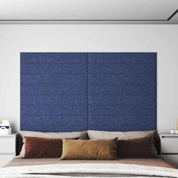 vidaXL Wandhoofdbord 12 pcs Blauw 90 x 15 cm Stof, Verzenden, Nieuw, Blauw, Stof