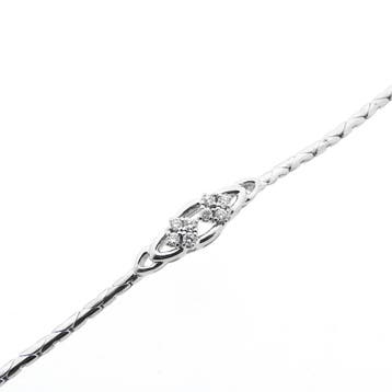 Witgouden cobra schakelarmband met diamanten; 0,28 ct., Gebruikt, Overige kleuren, Ophalen of Verzenden, Met edelsteen