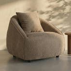 *WOONWINKEL* Taupe Fauteuil Met Ronde Rugleuning, Verzenden, Nieuw, Stof