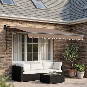 vidaXL Uitschuifbare luifel Taupe 3 x 2,5 m Polyester en, Verzenden, Nieuw