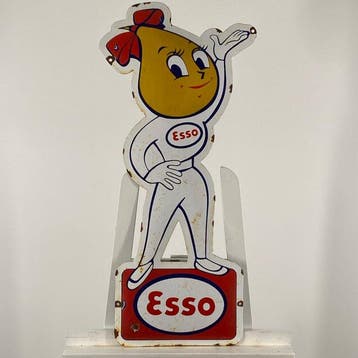 Esso - Reclamebord - 80x37cm - Gemaakt van een dikke