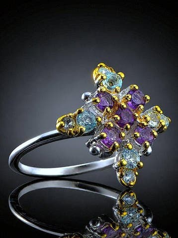 Amethist - Zilver - Ring - Floral Sparkle