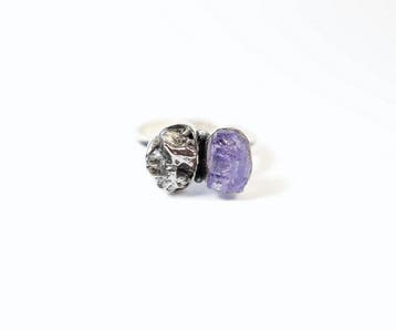 Ring Meteorit Campo del Cielo / Tansanit Ring / rauw /
