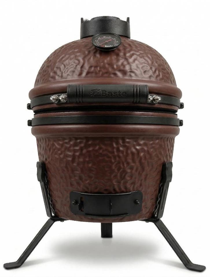 BASTE kamado BBQ mini - 13 inch - Chocolade bruin, Tuin en Terras, Houtskoolbarbecues, Nieuw, Verzenden