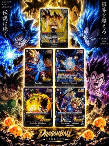 Bandai - 5 Card - Dragon Ball, Dragon Ball Z - Son Goku, Nieuw