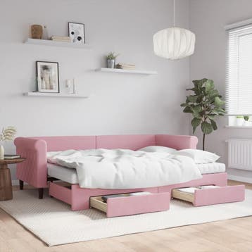 vidaXL Slaapbank met onderschuifbed en lades 80x200 cm, Eenpersoons, Verzenden, Nieuw, 80 cm