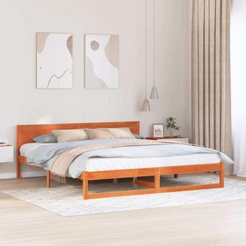 vidaXL Bedframe Wasbruin 200 x 200 cm Massief grenenhout, Bruin, Verzenden, Hout, Nieuw