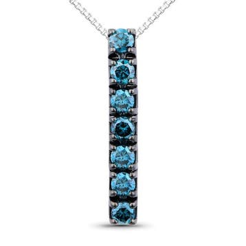 Hanger - 18 karaat Witgoud - 0.19ct. tw. Blauw Diamant