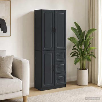 vidaXL Kastenset 2 st Zwart Bewerkt hout, Huis en Inrichting, Kasten | Buffetkasten, Minder dan 50 cm, Verzenden, Nieuw, Minder dan 100 cm