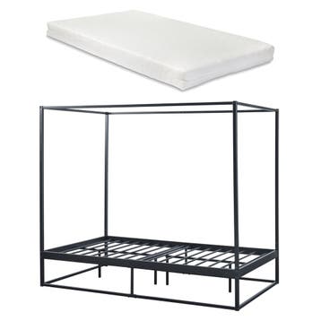 Hemelbed Kristianstad met bedbodem en matras 120x200 cm zwar, Verzenden, Nieuw