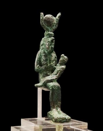 Oud-Egyptisch - Grote Isis lactans in brons - Late Periode -