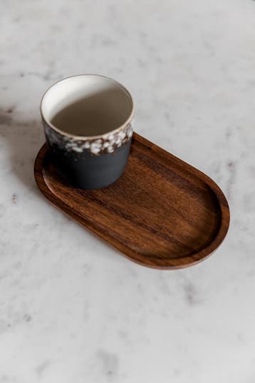 Mini serveerplank koffie - walnoot - Japandi stijl, Verzenden, Serveerplank, Nieuw, Ovaal