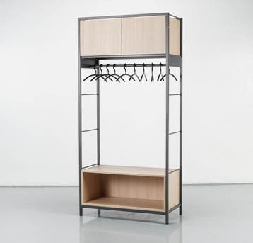 Garderobekast Officenow - Eiken - Antraciet - 207 x 98,5 x, Huis en Inrichting, Woonaccessoires | Kapstokken, Ophalen of Verzenden