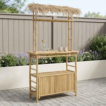 vidaXL Buiten Bartafel Naturel 110 x 50 x 209 cm Bamboe, Verzenden, Nieuw, Hout