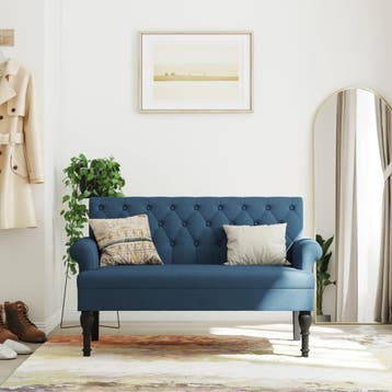 vidaXL Bankje met rugleuning 120x62x75,5 cm stof blauw, Huis en Inrichting, Banken | Bankstellen, Verzenden, Nieuw, Stof