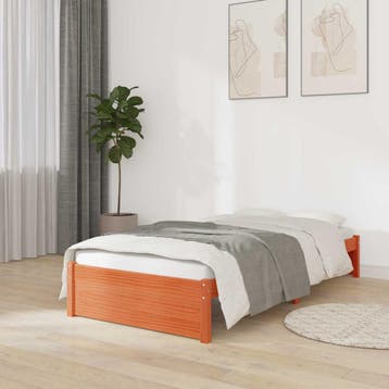 vidaXL Bedframe Massief dennenhout, Verzenden, Nieuw, Bruin, Hout