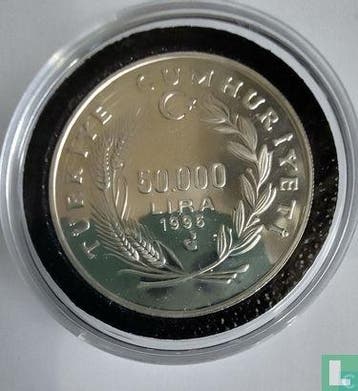 Turkije 50.000 lira 1995 (PROOF) 525ste verjaardag van d..., Verzenden, Losse munt, Goud