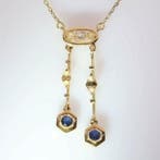Halsketting - 18 karaat Geel goud - 0.32ct. tw. Saffier -, Nieuw