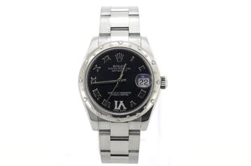 Rolex Datejust 178344 Paars Domed 24 Diamond Oyster Midsize, Sieraden, Tassen en Uiterlijk, Horloges | Dames, Ophalen, Staal, Polshorloge