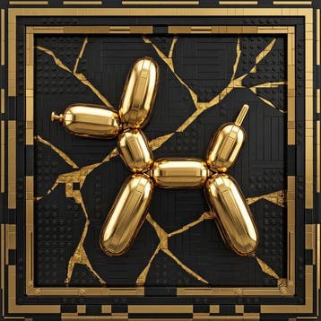 Artxlife - Lego Jeff Koons Balloon Dog Gold Kintsugi, Nieuw