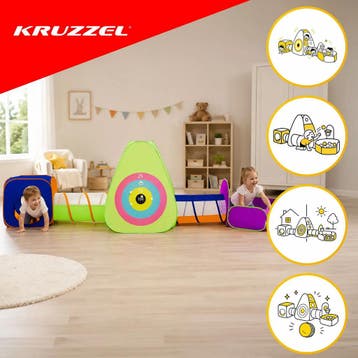 Ruhhy Kruzzel 5-in-1 kindertent met 3 tenten, 2 tunnels,..., Ophalen of Verzenden, Nieuw