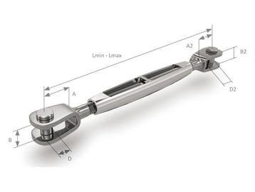 WANTSPANNER GAFFEL-GAFFEL CHROOM - OS, Watersport en Boten, Ophalen of Verzenden, Nieuw, Zeilboot of Motorboot