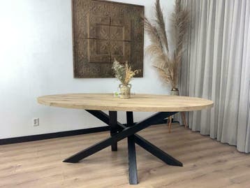 Massief eiken ovale tafel Ovaal ook verjongd MAATWERK, Overige materialen, 50 tot 100 cm, Vijf personen of meer, Ovaal