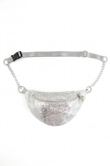 KIMU® Heuptasje Pailletten Zilver Heuptas Sequin Crossbody T, Ophalen of Verzenden, Nieuw, Overige typen