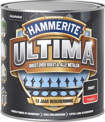 Hammerite Ultima Metaallak Hoogglans Zwart 750 ml, Doe-het-zelf en Verbouw, Verf, Beits en Lak, Ophalen of Verzenden, Nieuw