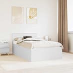 vidaXL Bedframe met hoofdeinde Wit 135 x 190 cm Bewerkt hout, Verzenden, Nieuw, Wit, Hout