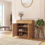 Schoenenkast Aarela bamboe 67x66x34 cm naturel [en.casa], Verzenden, Nieuw