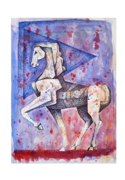 Orazio Barbagallo - Cavallo, Antiek en Kunst, Kunst | Schilderijen | Modern