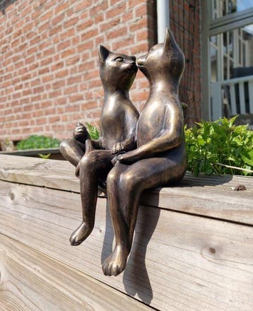 Beeldje - Cats in love - Brons, Antiek en Kunst