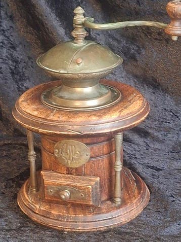 Koffiemolen - Hout, Metaal - antieke koffiemolen