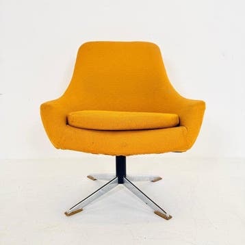 Lounge stoel - Chroom - Vintage Draaistoel uit de