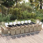 vidaXL 19-delige Tuinset met kussens poly rattan beige, Nieuw, 8 zitplaatsen, Tuinset, Verzenden