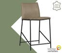 Leren barkruk laag Favor - Granada Taupe (taupe/bruin) -, Huis en Inrichting, Barkrukken, 60 tot 90 cm, Nieuw, Leer, Ophalen of Verzenden