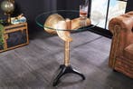 Handgemaakte bijzettafel OCEAN 75cm goud zwart glazen blad, Huis en Inrichting, Tafels | Sidetables, Ophalen of Verzenden, Nieuw