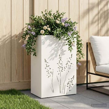 vidaXL Plantenbak Wit 50 x 30 x 75 cm Koudgewalst staal, Verzenden, Minder dan 60 cm, Nieuw, Metaal