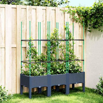 vidaXL Plantenbak met latwerk 120x40x142,5 cm polypropeen, Tuin en Terras, Verzenden, Nieuw, Kunststof