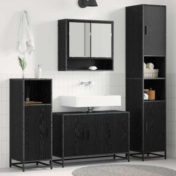 vidaXL Badkamermeubelset 4 st Zwart Eiken 35 x 37,5 x 188,5, Verzenden, Nieuw, Overige typen