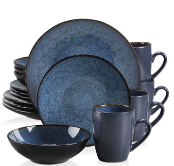 Nordic Stijl Serviesset 16/32/38 delig | Keramisch Set Blauw, Verzenden, Keramiek, Nieuw, Bord(en)