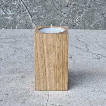 HOCHO Eikenhouten Waxinelichthouder – 50x50x90 mm – Tijd, Ophalen of Verzenden, Nieuw