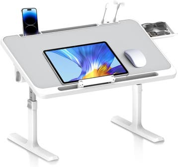 Laptoptafel - Bijzettafel - Verstelbaar - 60x40 cm - Grijs •, Verzenden, Zo goed als nieuw