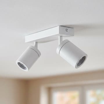 Badkamer plafondspot | dubbel | Wit | IP44 | GU10 fitting, Ophalen of Verzenden, Nieuw, Metaal, Plafondspot of Wandspot