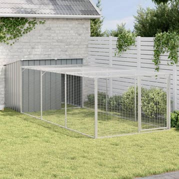 vidaXL Hondenhok met ren antraciet 153x396x110 cm, Verzenden, Nieuw