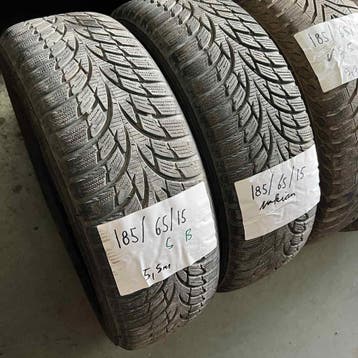 2 x Nokian 185-65-15 Winterbanden 5,5mm, Gebruikt, 15 inch, Band(en), Personenwagen