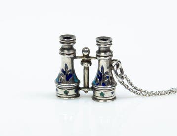 - min. 800 zilver - emaille - Ketting met hanger